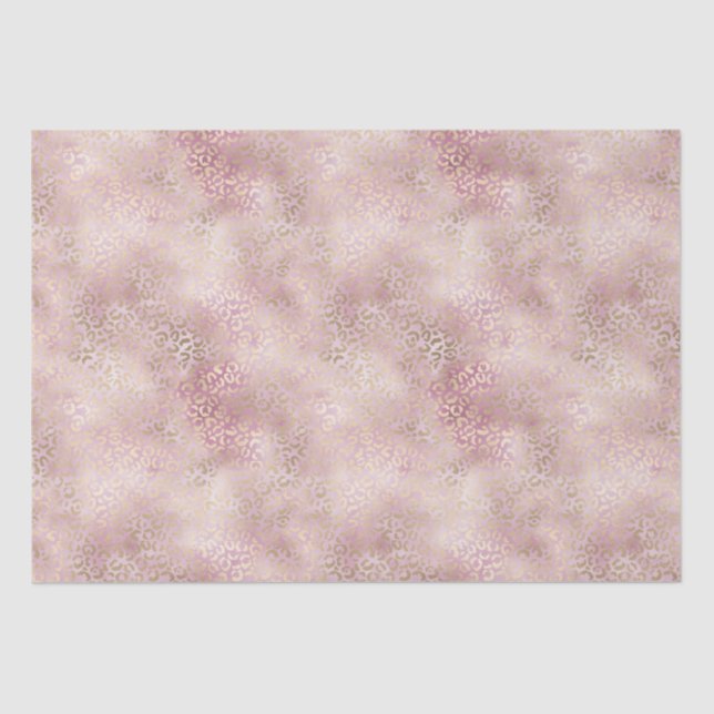 Girly Pink Glam Gold Leopard Print Tissue Paper (Front)