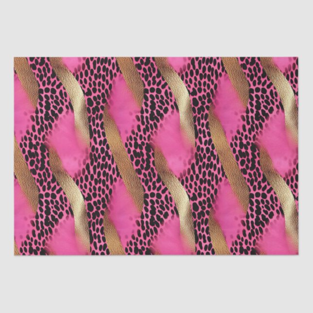 Girly Pink Glam Gold Leopard Print Tissue Paper (Front)