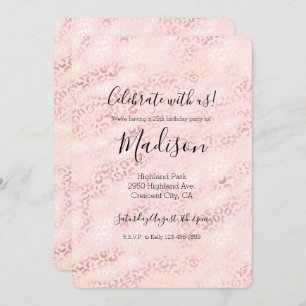 Girly Pink Glam Leopard Print Ombre Invitation