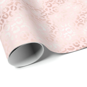 Girly Pink Glam Leopard Print Ombre Wrapping Paper