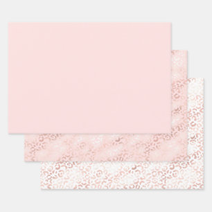Girly Pink Glam Leopard Print Ombre Wrapping Paper Sheets