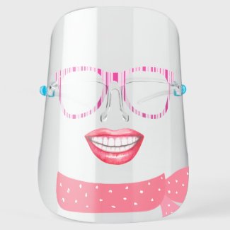 Girly Pink Glasses Smiling Face Shield