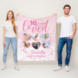 Girly Pink Glitter 16th Birthday Photo Collage Fleece Blanket<br><div class="desc">A fabulous custom photo collage 16th birthday fleece blanket. This pink glitter girly design is suitable for any age. Fill out the 6 hearts with photos of either the birthday person - or picture of everyone who loves them. A glamorous design they are sure to love. Perfect for a 16th...</div>