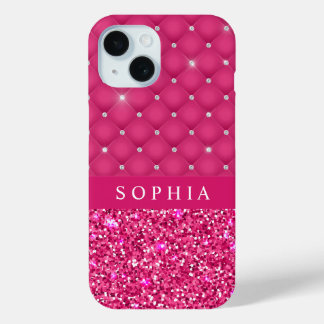 Girly Pink Glitter and Diamonds Personalized  Case