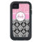 Girly, Pink, Glitter Black Damask Personalized