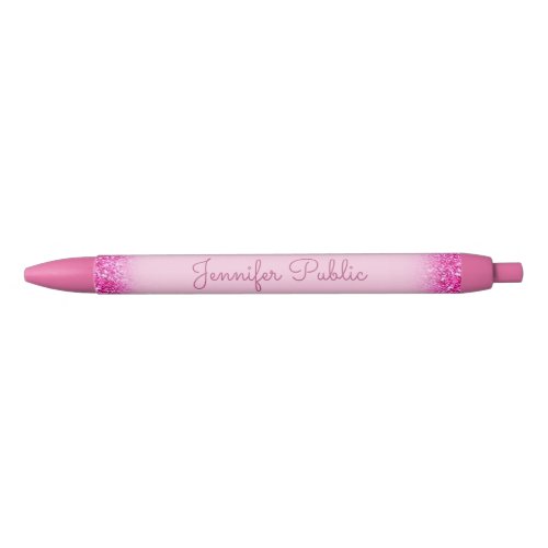 Girly Pink Glitter Calligraphy Script Template Black Ink Pen
