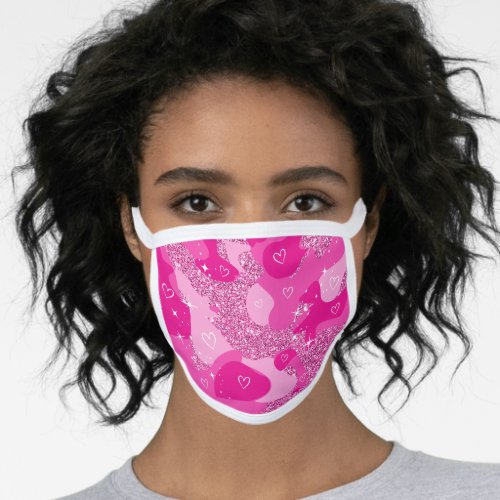 Girly Pink Glitter Camo Camouflage Glam Bling Cool Face Mask