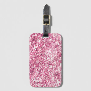 Girly Pink Glitter Confetti Luggage Tag