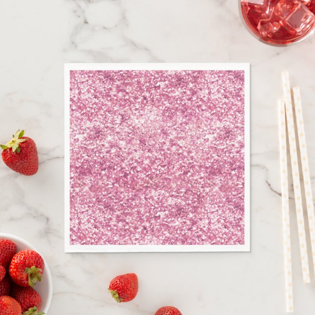 Girly Pink Glitter Confetti Napkins (Insitu)