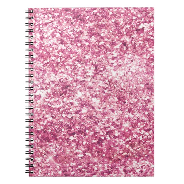 Girly Pink Glitter Confetti Notebook (Front)