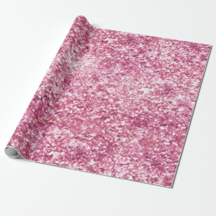 Girly Pink Glitter Confetti Wrapping Paper