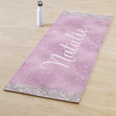 Cute girly pink & Mint hand paint floral design Yoga Mat