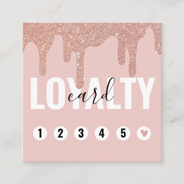 Girly Pink Glitter Drip Business Loyalty Card (Front)