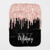 Girly Pink Glitter Drip Grey Monogram Thermal Tumbler