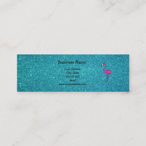 Girly Pink glitter flamingo turquoise glitter Business Card