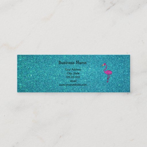 Customizable Girly Pink glitter flamingo turquoise glitter Business Card
