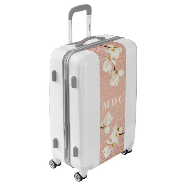 Girly pink glitter floral magnolia 