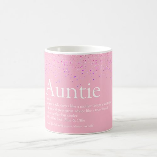 Girly Pink Glitter Fun Best Aunt Auntie Definition Coffee Mug