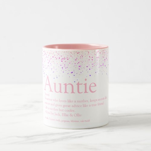 Girly Pink Glitter Fun Best Aunt Auntie Definition Two_Tone Coffee Mug