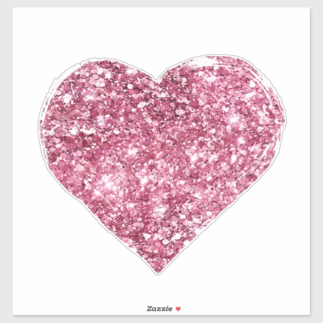 Girly Pink Glitter Heart Sticker (Sheet)