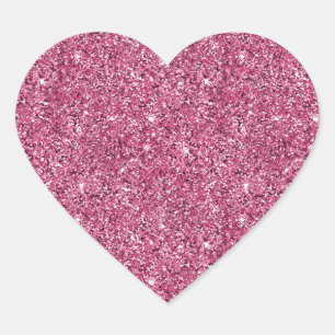 Girly Pink Glitter Heart Sticker