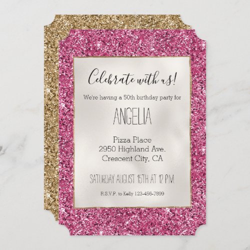 Girly Pink Glitter Invitation