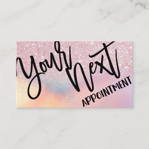 Girly Pink Glitter Iridescent Ombre Appointment Card