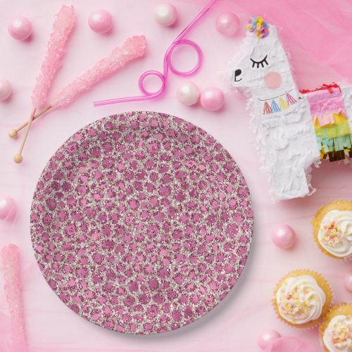 Girly Pink Glitter Leopard Print  Paper Plates