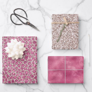 Girly Pink Glitter Leopard Print          Wrapping Paper Sheets