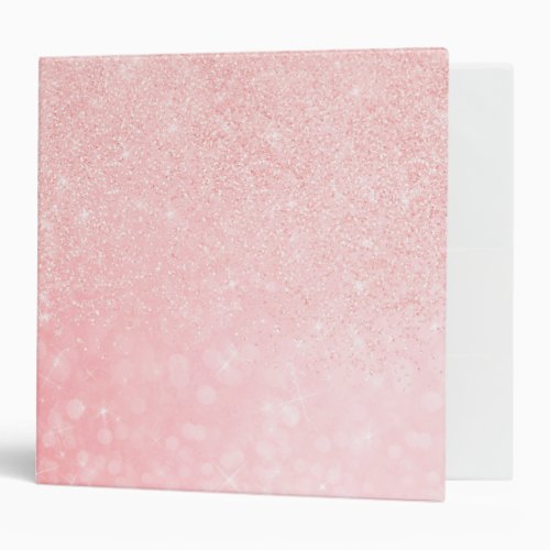 Girly pink glitter luxury design 3 ring binder