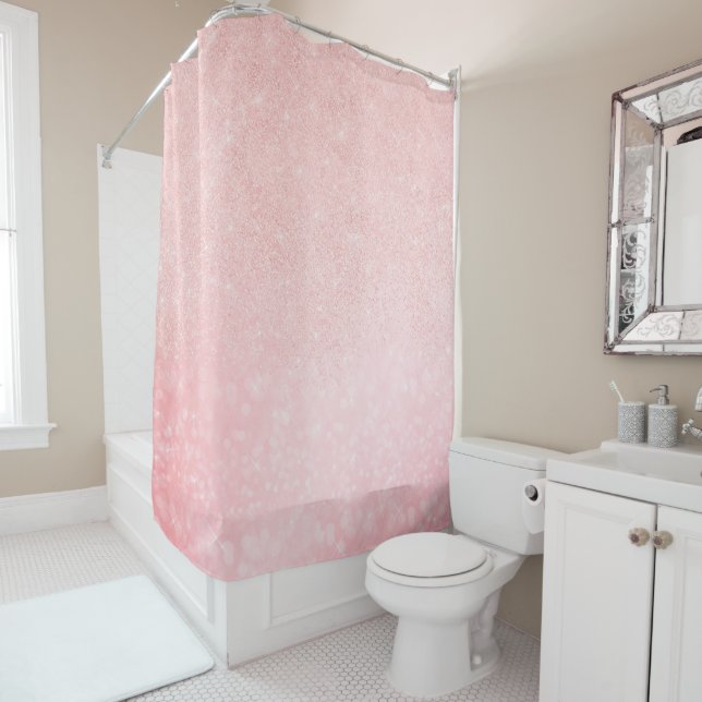 Girly pink glitter luxury design shower curtain (In Situ)