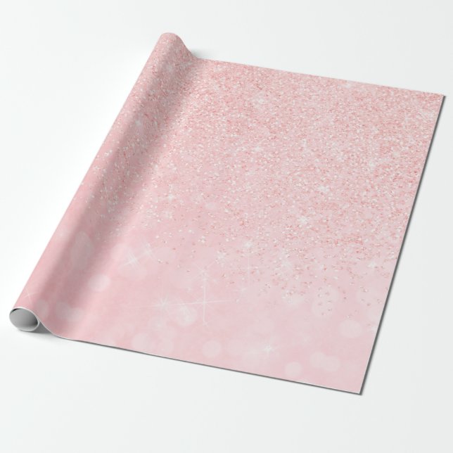 Girly pink glitter luxury design wrapping paper (Unrolled)