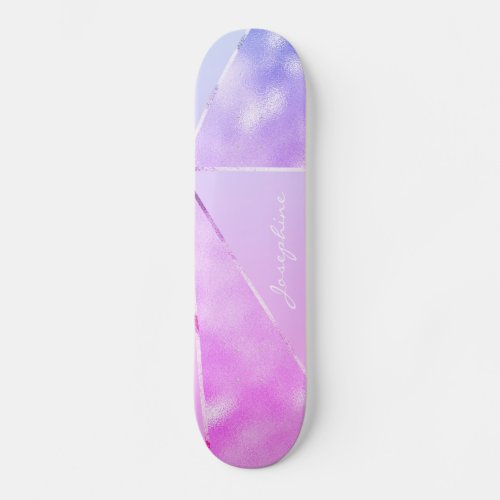 Girly pink glitter modern name personalized cool skateboard