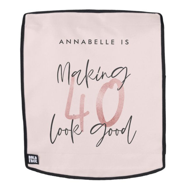 Girly pink glitter modern stylish 40th birthday   backpack (Removable Face)
