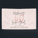 Girly pink glitter modern stylish 40th birthday banner<br><div class="desc">Making 40 look good girly pink glitter birthday design. Modern script text typography design. Part of a collection.</div>