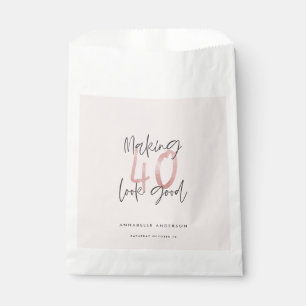 Girly pink glitter modern stylish 40th birthday favor bag