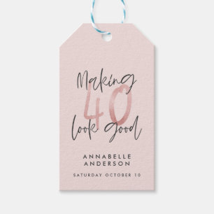 Girly pink glitter modern stylish 40th birthday  gift tags