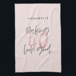 Girly pink glitter modern stylish 40th birthday  kitchen towel<br><div class="desc">Girly pink glitter modern stylish 40th birthday design. Modern script text monochrome design. Part of a collection.</div>