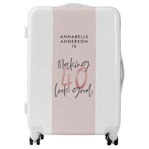 Girly pink glitter modern stylish 40th birthday  luggage