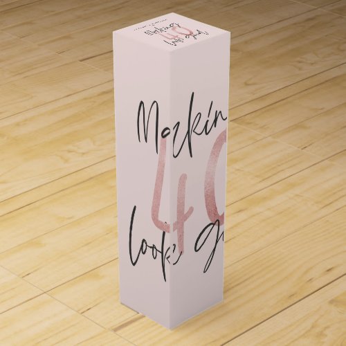 Girly pink glitter modern stylish 40th birthday  wine box