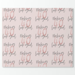 Girly Pink Glitter Modern Stylish 40th Birthday Wrapping Paper | Zazzle