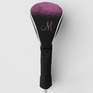 Girly Pink Glitter Monogram Golf Head Cover