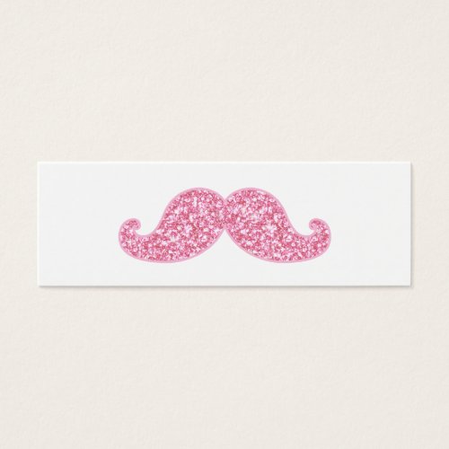 GIRLY PINK GLITTER MUSTACHE PRINTED BUSINESS CARDS