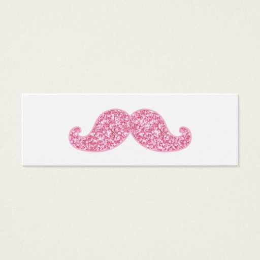 Customizable GIRLY PINK GLITTER MUSTACHE PRINTED BUSINESS CARDS