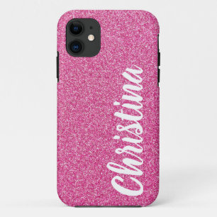 Girly Pink Glitter Name Personalized iPhone 11 Case