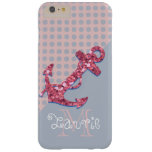 Girly Pink Glitter Nautical Anchor Barely There Iphone 6 Plus Case at Zazzle