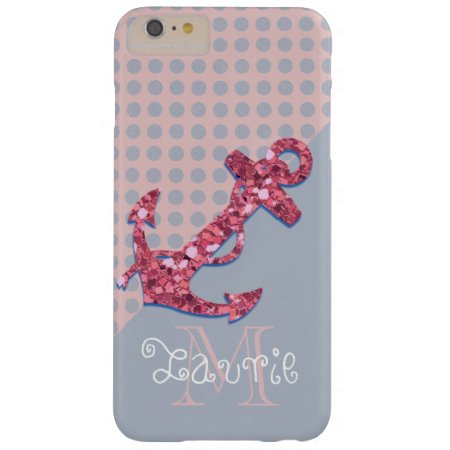 Girly Pink Glitter Nautical Anchor Barely There Iphone 6 Plus Case