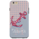 Girly Pink Glitter Nautical Anchor Tough Iphone 6 Plus Case at Zazzle