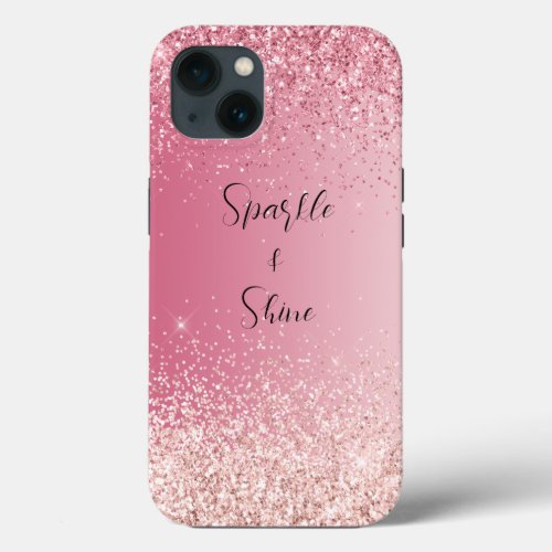 Girly Pink Glitter Ombre Sparkle iPhone 13 Case