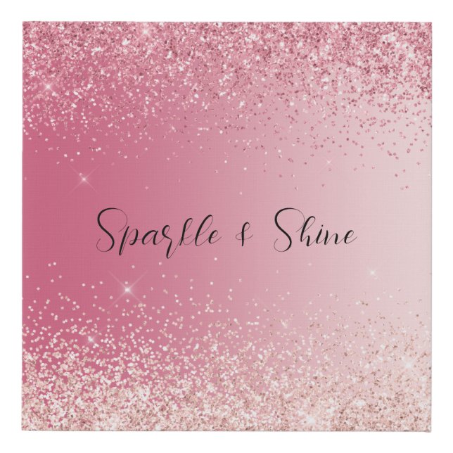 Girly Pink Glitter Ombre Sparkle           Faux Canvas Print (Front)